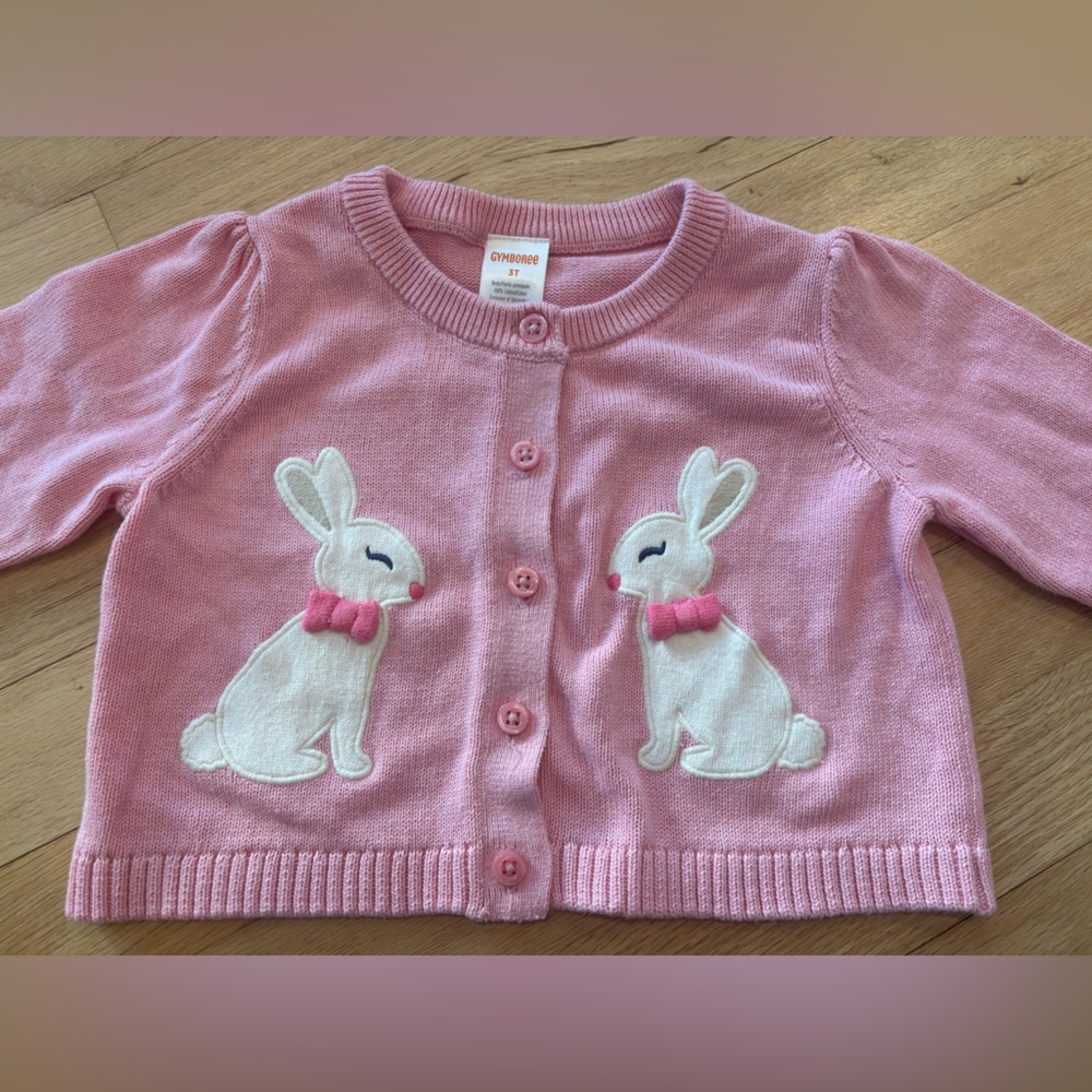Gymboree Pink Bunny Knit Cardigan
